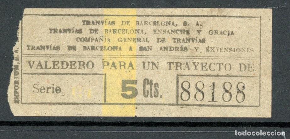 Colecionismos Bilhetes de Transporte: BILLETE DE Varias compa&ntilde;ias // 5 cts //- BARCELONA
