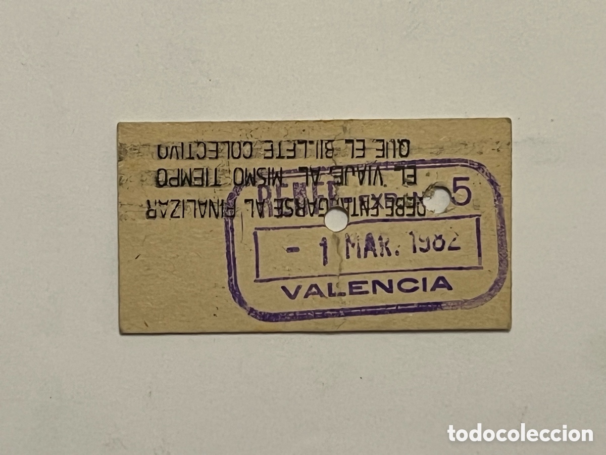 Coleccionismo Billetes de transporte: VALENCIA. RENFE.. Ferrocarril.. Billete tren (a.1982)