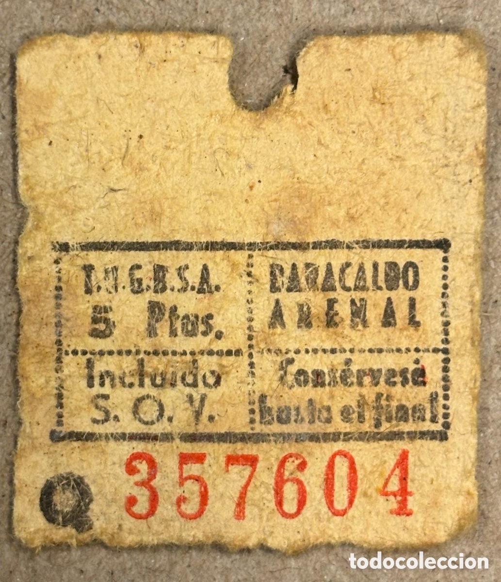 Colecionismos Bilhetes de Transporte: ANTIGUO BILLETE DE AUTOB&Uacute;S O TROLEB&Uacute;S BARACALDO - ARRBAL BILBAO.