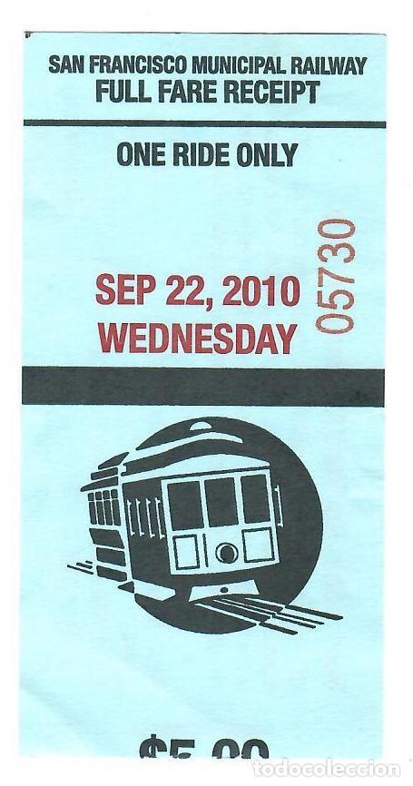 Coleccionismo Billetes de transporte: SAN FRANCISCO (California, USA). Recibo de billete de tranv&iacute;a (2010)