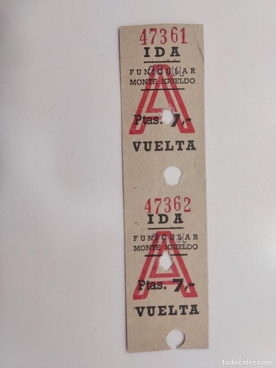 Coleccionismo Billetes de transporte: 2 BILLETE TICKET FUNICULAR MONTE IGUELDO SAN SEBASTI&Aacute;N IDA Y VUELTA 7 PTAS