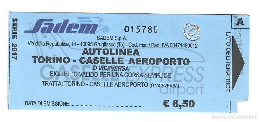 Coleccionismo Billetes de transporte: TORINO (Italia). Billete usado de SADEM, Torino - Aeropuerto de Caselle o viceversa (2017).