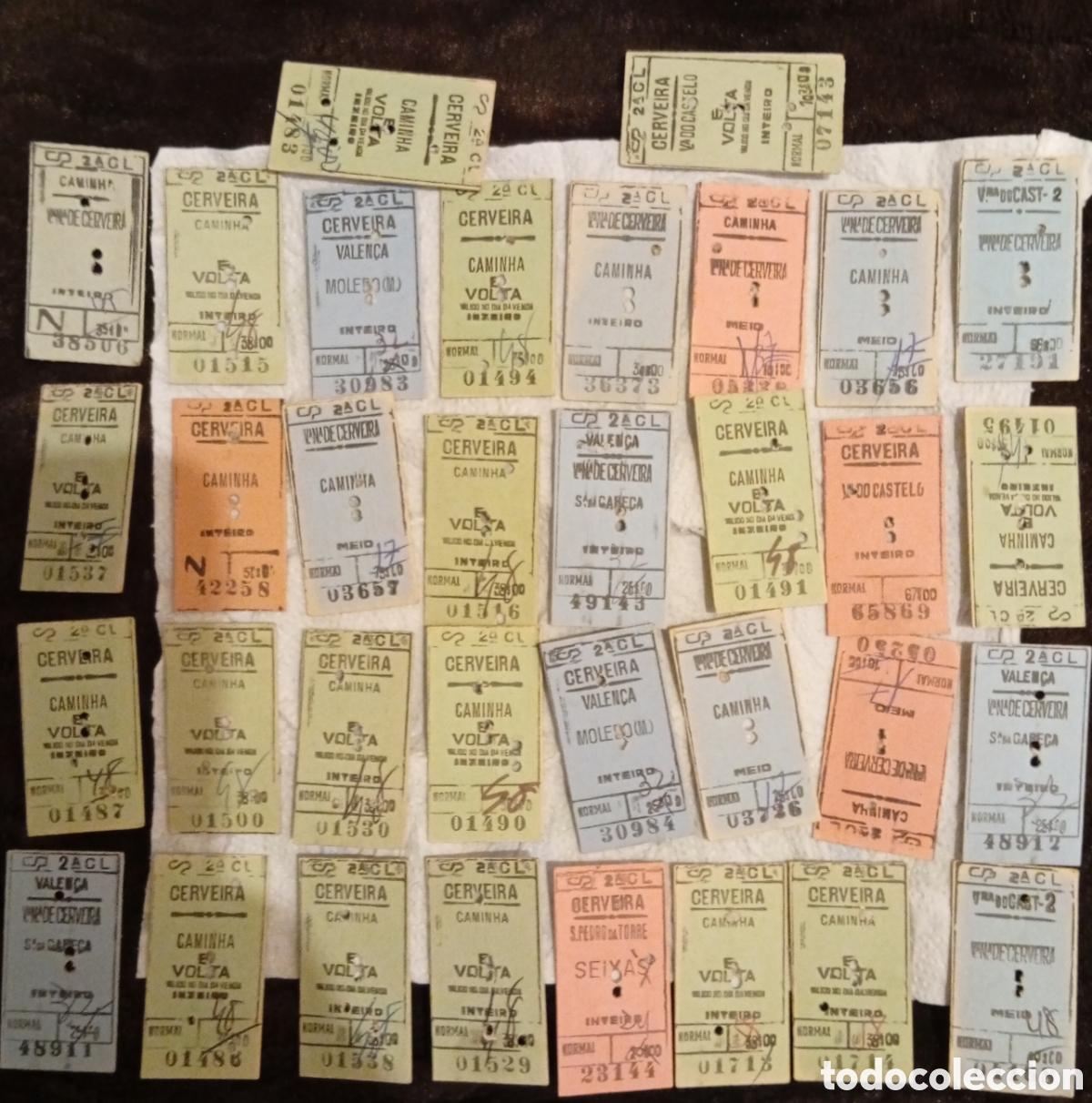 Coleccionismo Billetes de transporte: Tickets de tren Portugal lote de colecci&oacute;n 34 tickets antiguos de cart&oacute;n