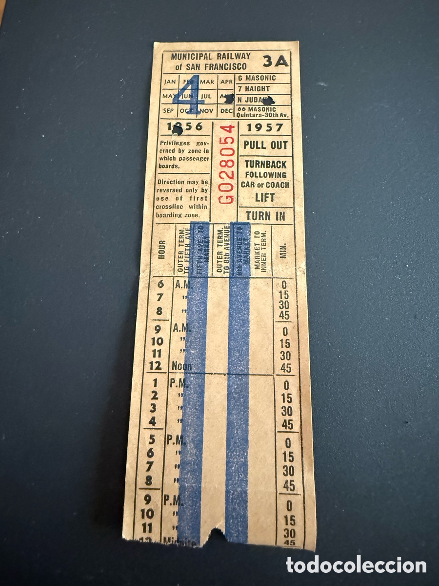Coleccionismo Billetes de transporte: Billete TRANV&Iacute;A. SAN FRANCISCO. 1956