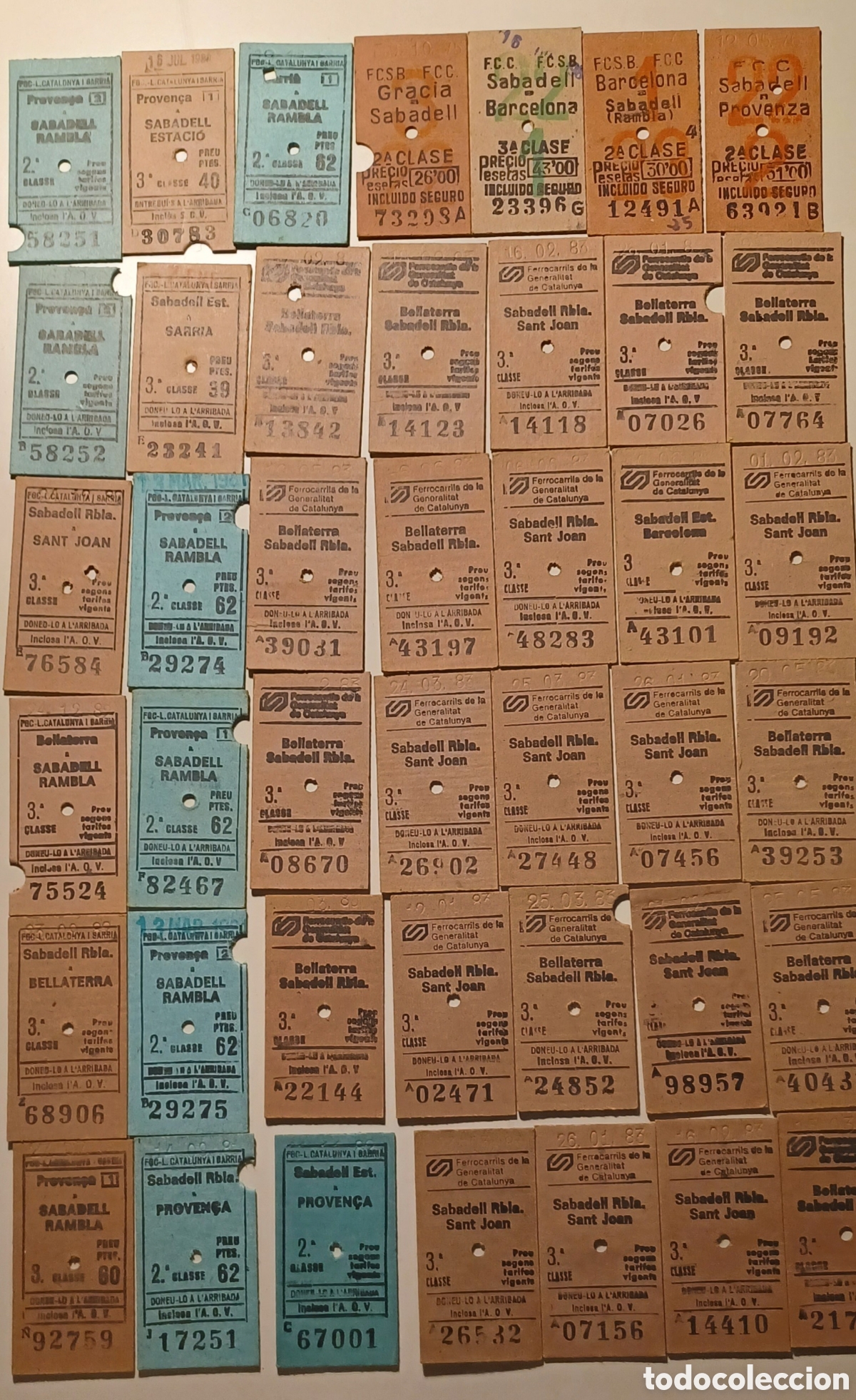 Coleccionismo Billetes de transporte: 42 billetes FGC diferentes a&ntilde;os