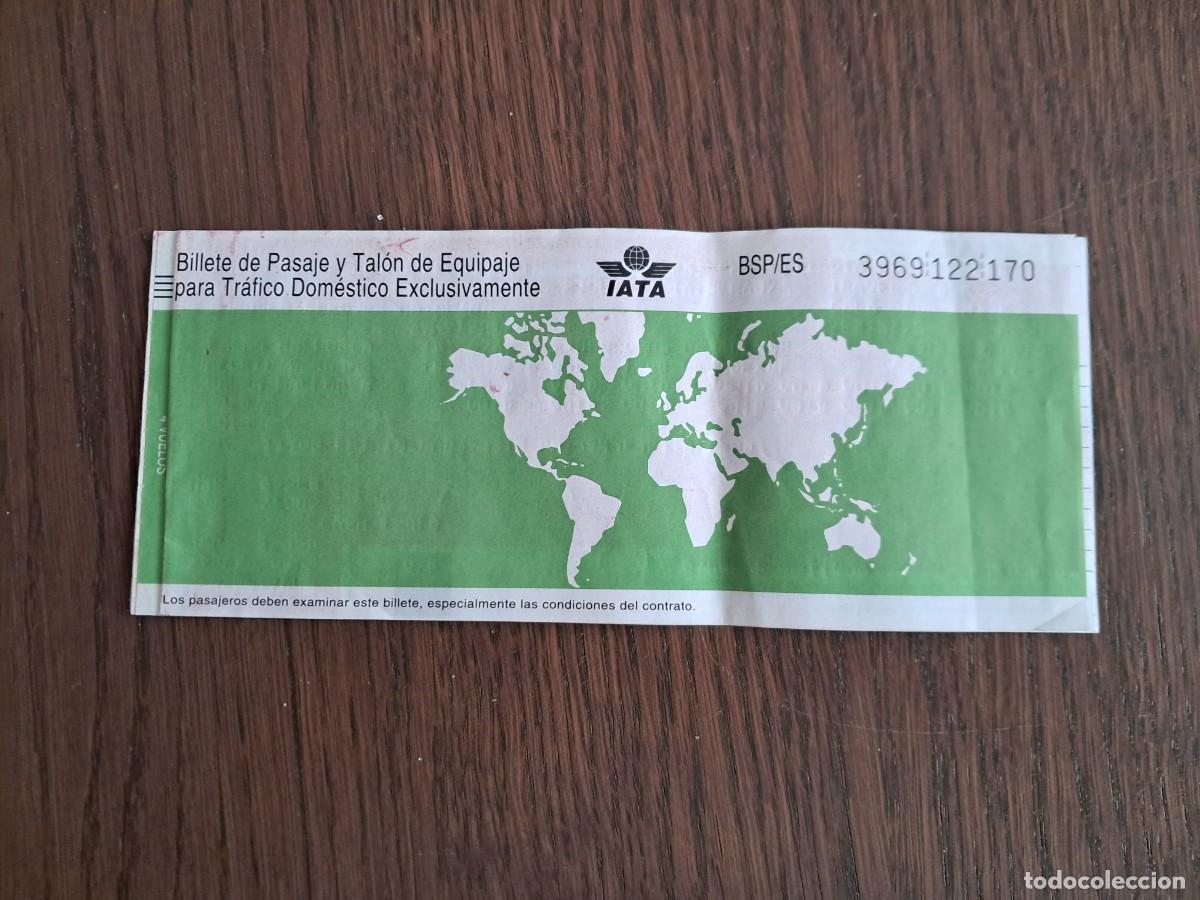 Coleccionismo Billetes de transporte: billete de pasaje y tal&oacute;n de equipaje, billete transporte a&eacute;reo Iata, a&ntilde;o 1997.