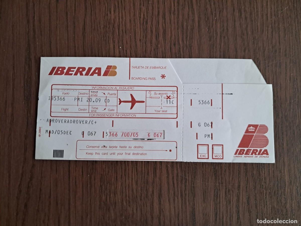 Coleccionismo Billetes de transporte: tarjeta de embarque vuelo Iberia, a&ntilde;os 90.