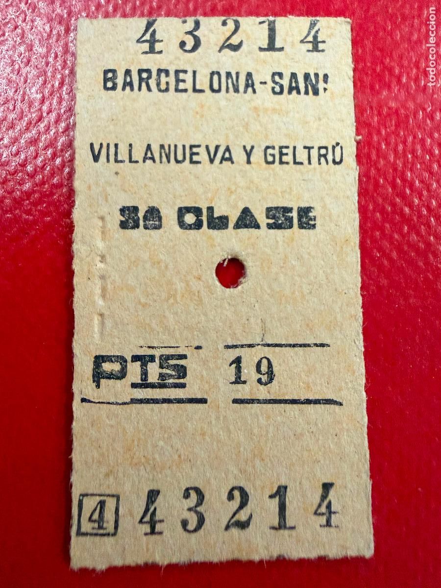Coleccionismo Billetes de transporte: Villanueva y Geltru. Barcelona-Sants . Antiguo billete de tren o tranvia en carton rigido