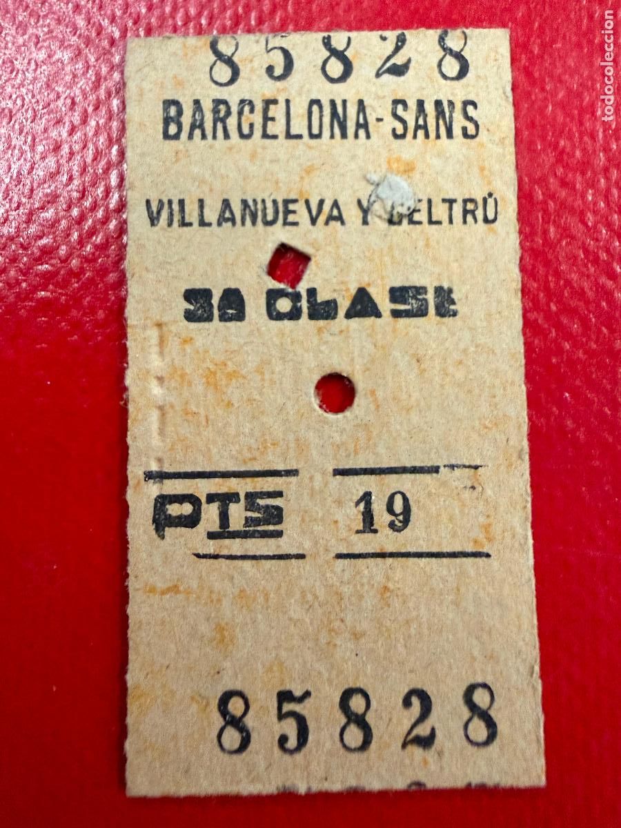 Coleccionismo Billetes de transporte: Villanueva y Geltru. Barcelona - Sants . Antiguo billete de tren o tranvia en carton rigido