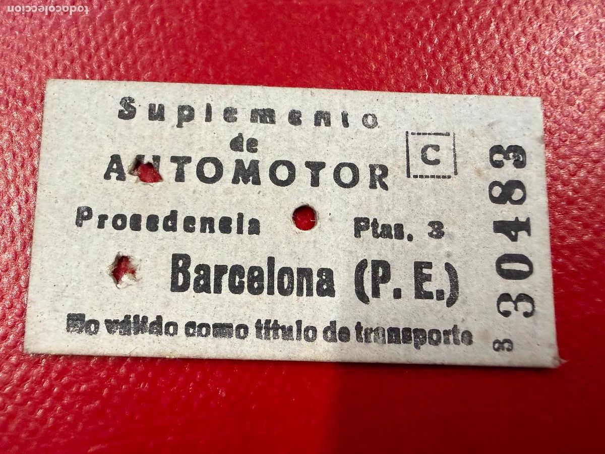 Coleccionismo Billetes de transporte: Suplemento de Automotor. Barcelona. Antiguo billete de tren o tranvia en carton rigido