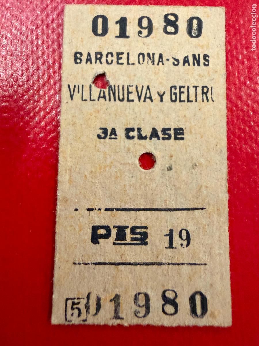 Coleccionismo Billetes de transporte: Barcelona Sants. Villanueva y Geltru Antiguo billete de tren o tranvia en carton rigido
