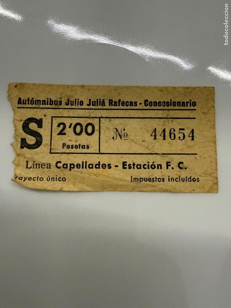 Coleccionismo Billetes de transporte: Antiguo billete de Automnibus Julio Julia Rafecas. Estacion F.C.Capellades, en papel fino