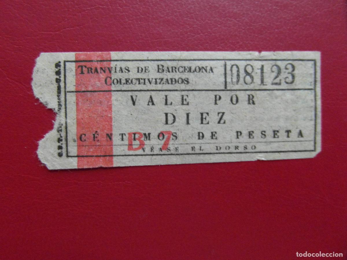 Coleccionismo Billetes de transporte: REF: BIT_GC_SINDI-01 - BILLETE TRANVIAS BARCELONA COLECTIVIZADO GUERRA CIVIL VALE SINDICATO CNT UGT