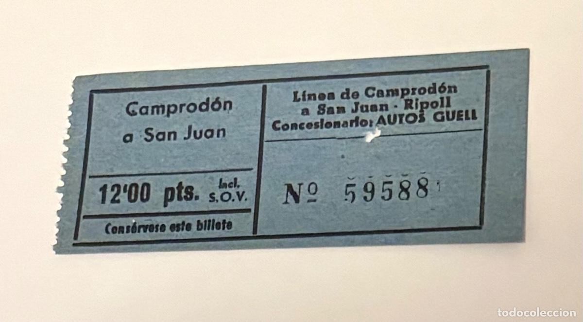 Coleccionismo Billetes de transporte: BILLETE EMPRESA AUTOS GUELL LINEAS DE CAMPRODON A RIPOLL - CAMPRODON A SAN JUAN