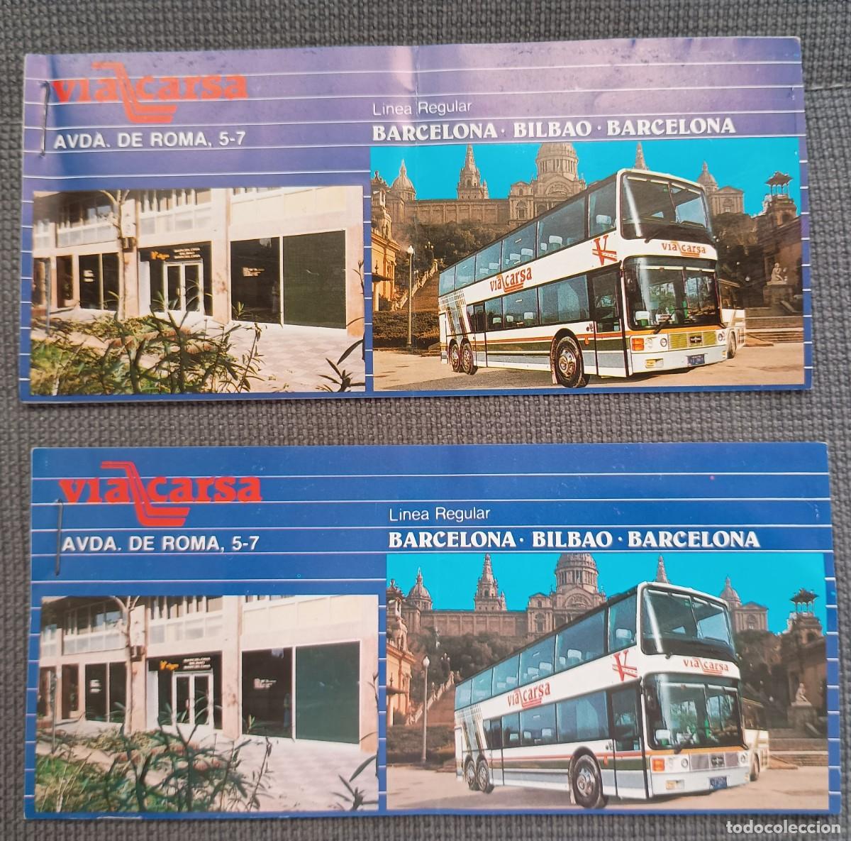 Coleccionismo Billetes de transporte: Billete autob&uacute;s. Ida y vuelta. Barcelona - Bilbao. Mayo 1991. Viacarsa.