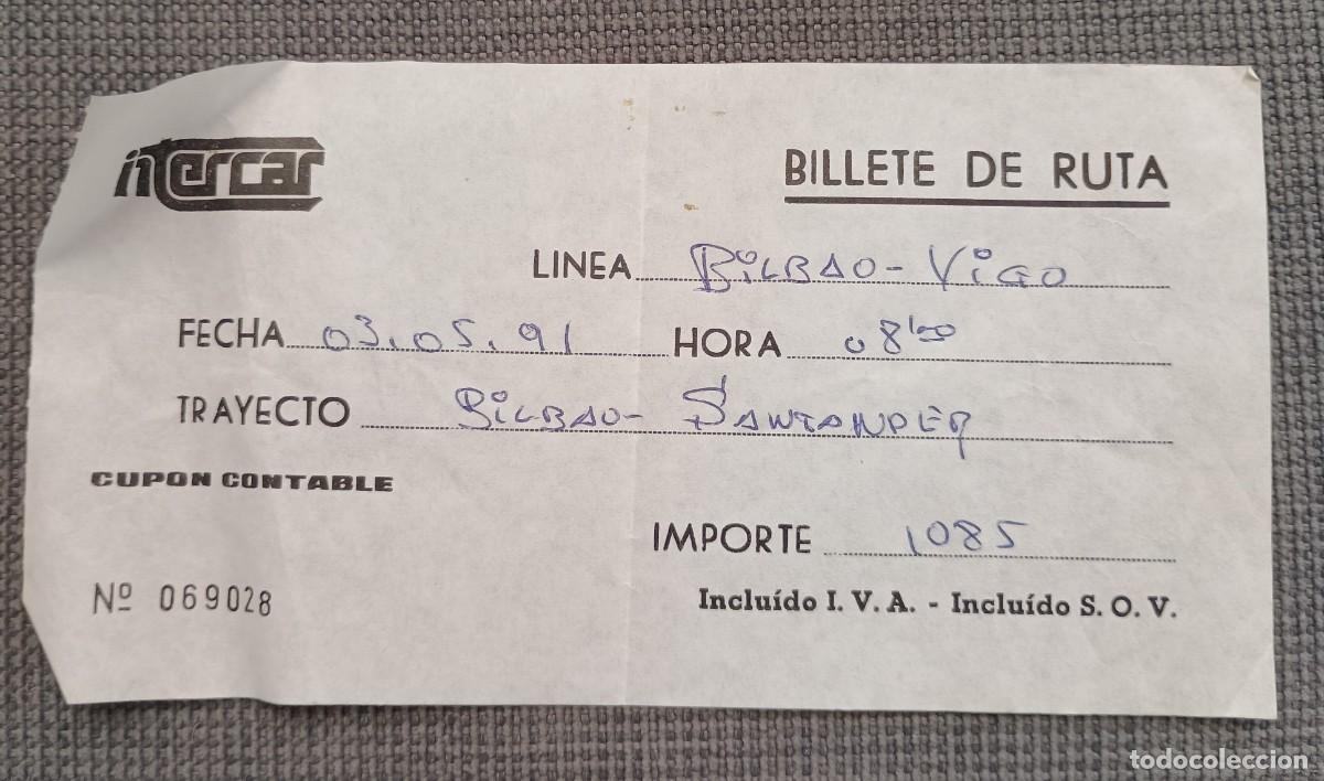 Coleccionismo Billetes de transporte: Billete autob&uacute;s. Bilbao - Santander. 3 Mayo 1991. Intercar.