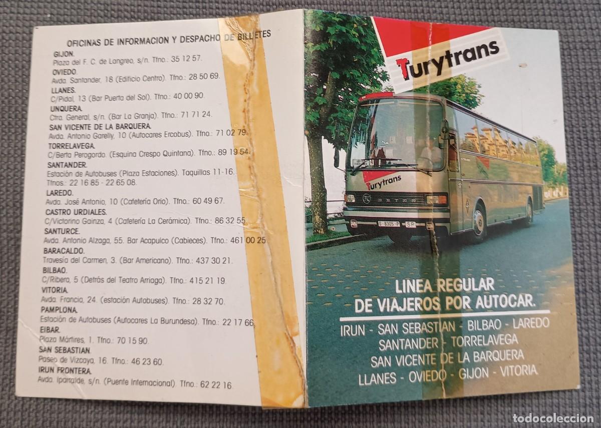 Coleccionismo Billetes de transporte: Billete autob&uacute;s. Santander - Bilbao. 5 Mayo 1991. Turytour. Turytrans.