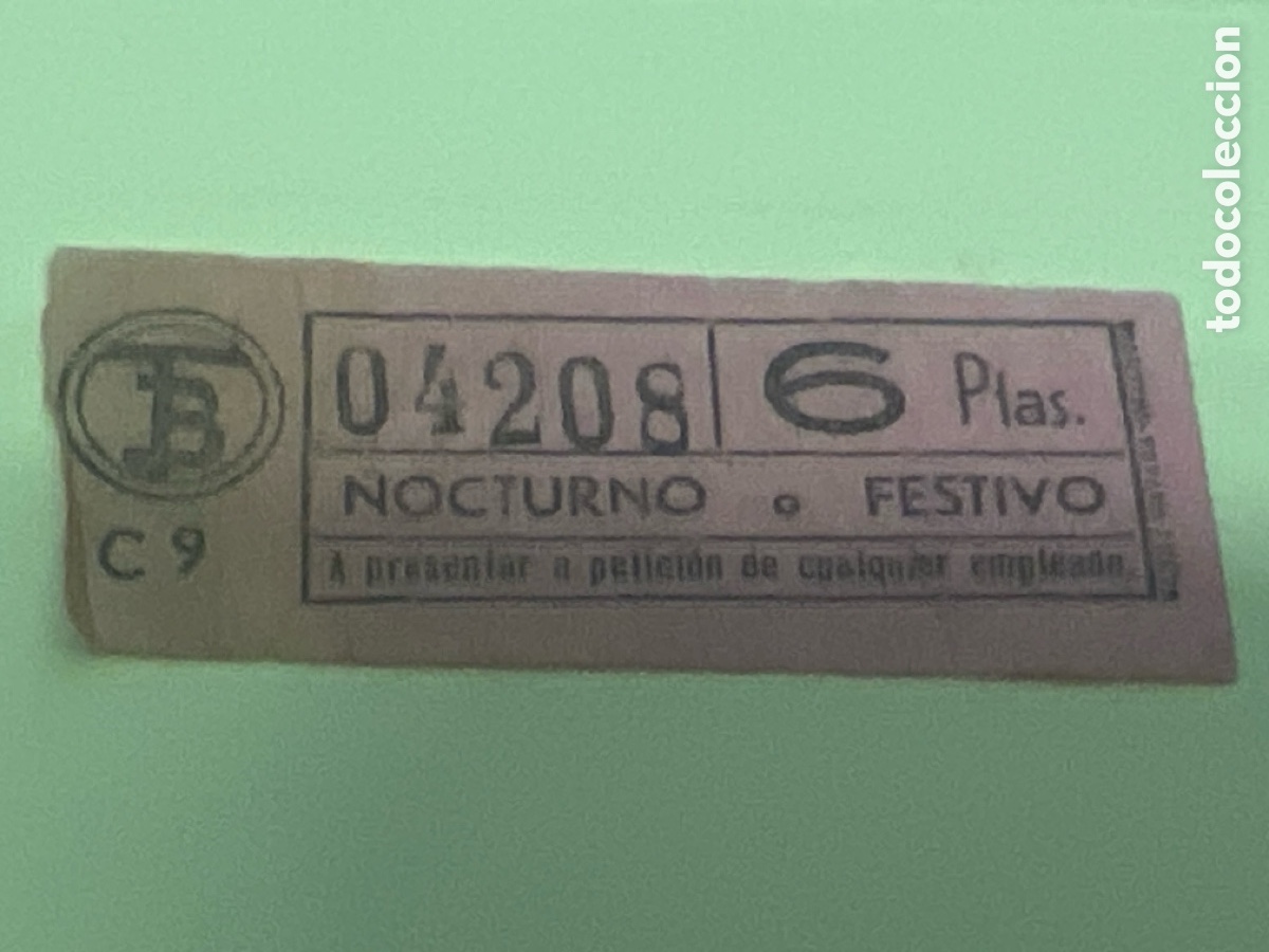 Coleccionismo Billetes de transporte: T1/E2/1047. antiguo billete de transporte TB nocturno o festivo, 6 ptas