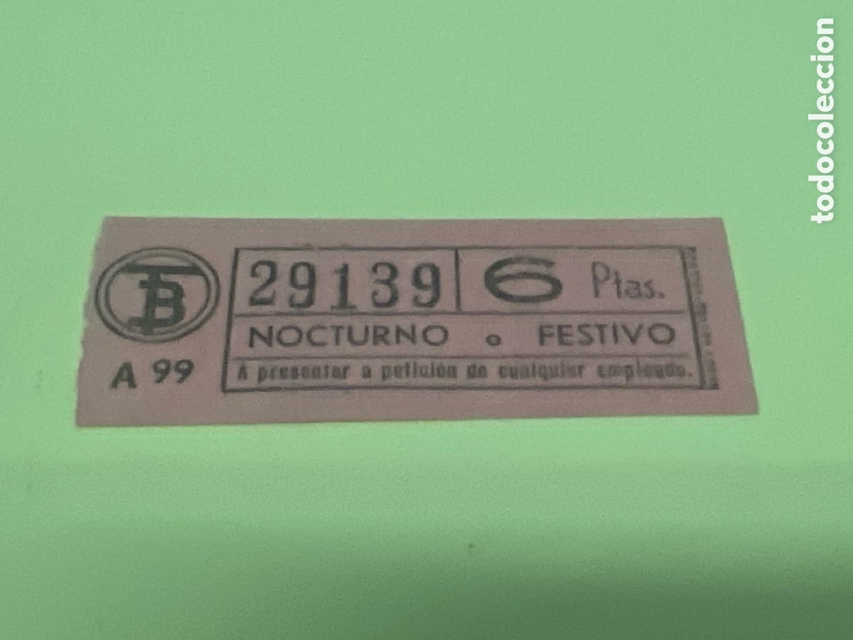 Coleccionismo Billetes de transporte: T1/E2/1048. antiguo billete de transporte TB nocturno o festivo, 6 ptas