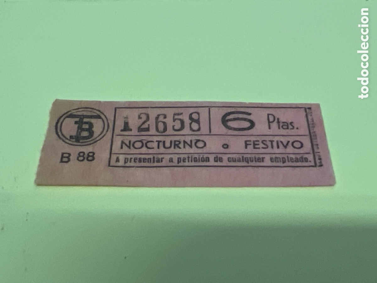 Coleccionismo Billetes de transporte: T1/E2/1050. antiguo billete de transporte TB nocturno o festivo, 6 ptas