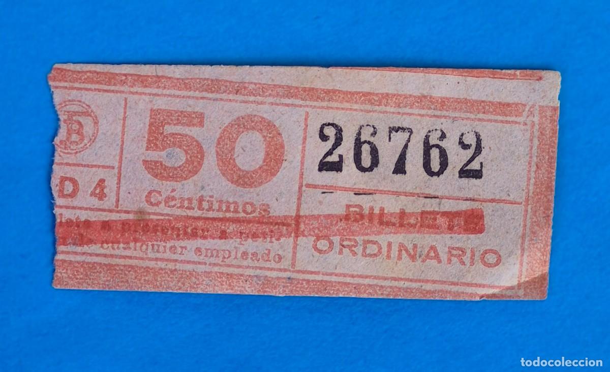 Coleccionismo Billetes de transporte: Billete Capic&uacute;a Transportes Barcelona &ndash; 50 Cts. &ndash; Billete ordinario - 26762