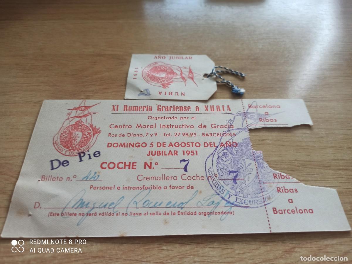 Coleccionismo Billetes de transporte: Romer&iacute;a Graciense Nuria 1951