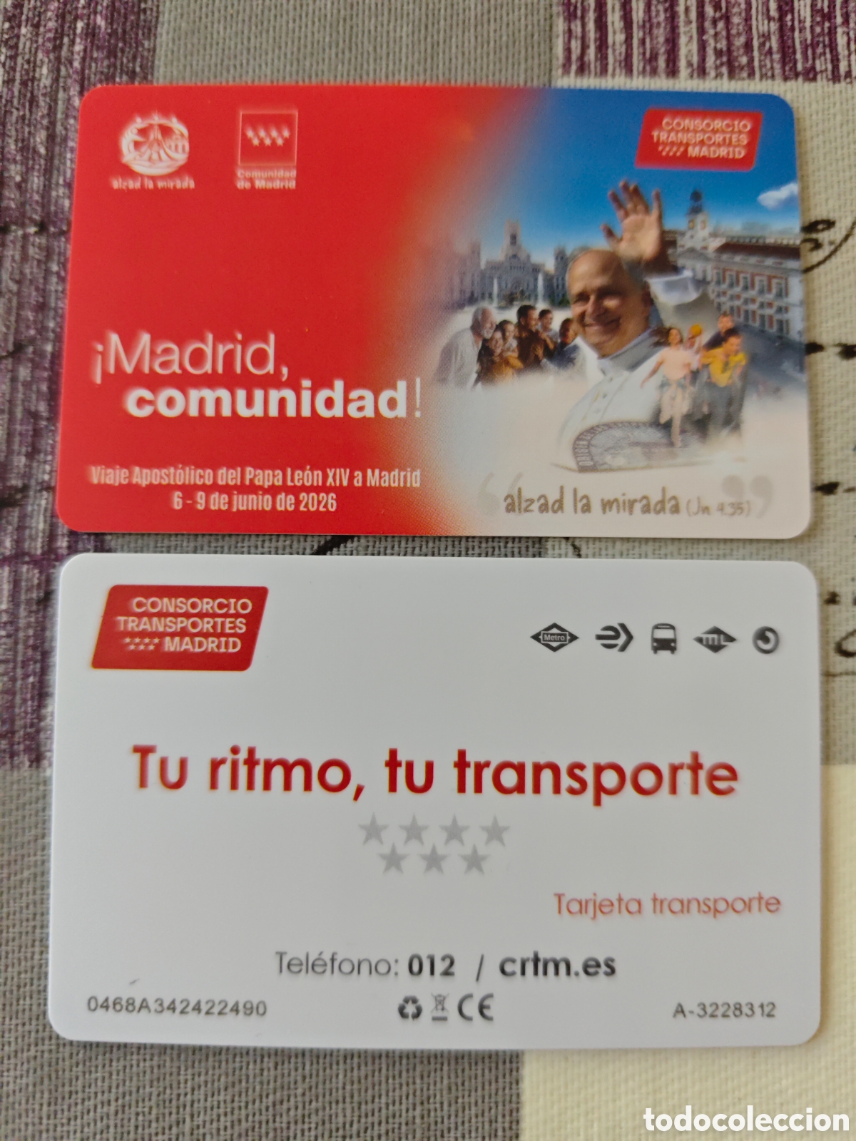 Coleccionismo Billetes de transporte: TARJETA PL&Aacute;STICO MADRID CONMEMORATIVA VISITA PAPA LEON XIV 6 a 9 junio 2026