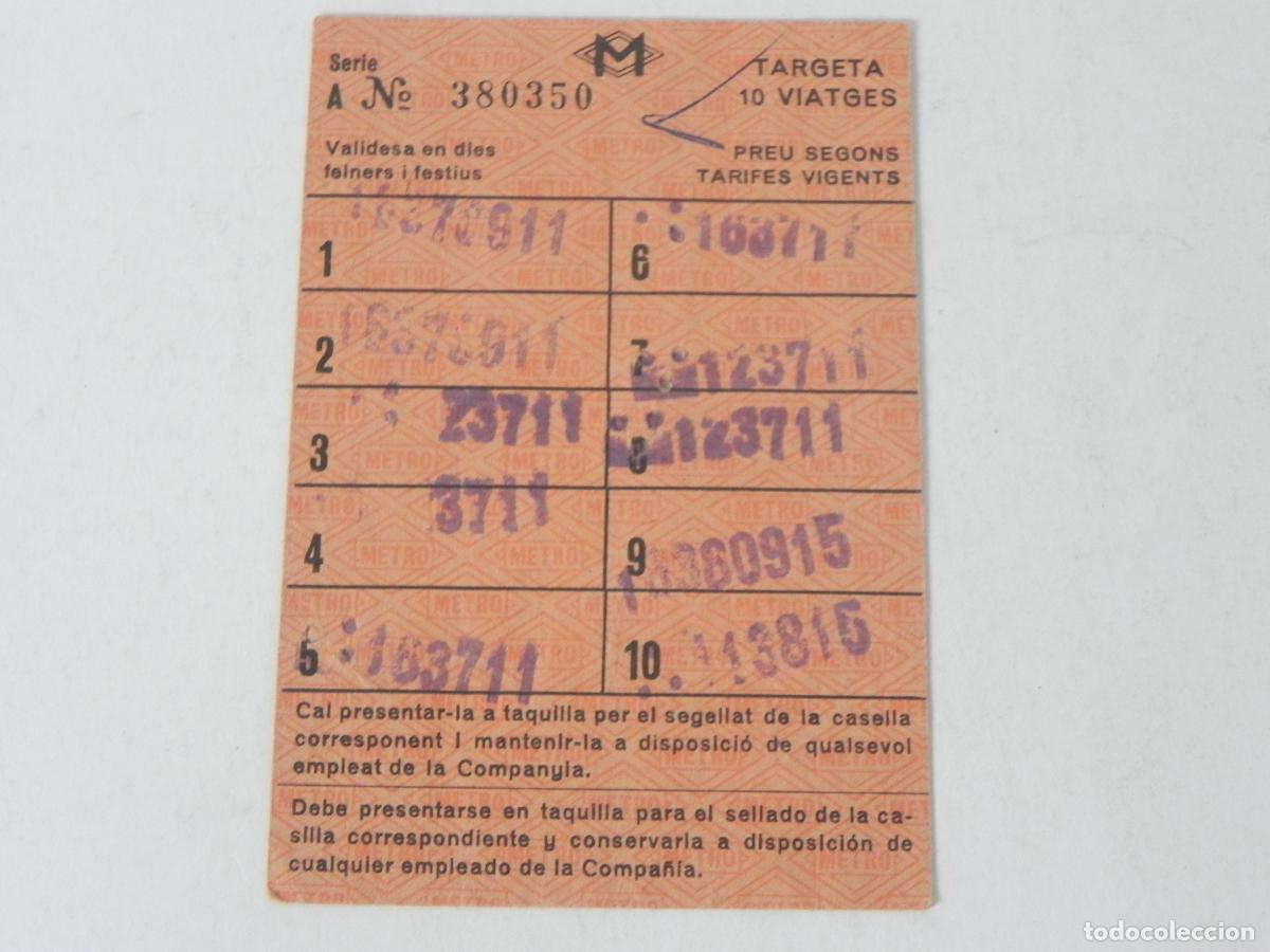 Coleccionismo Billetes de transporte: Antiguo Billete de Metro de Barcelona - Tarjeta de 10 Viajes (T-10 Hist&oacute;rica)