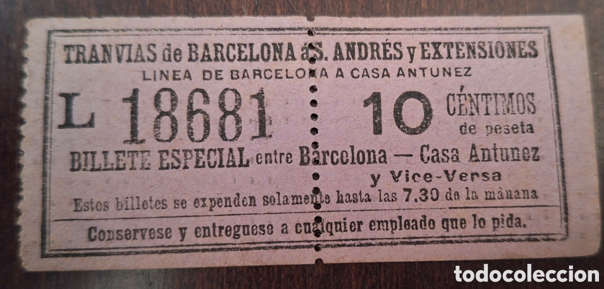 Coleccionismo Billetes de transporte: Billete Especial Tranvias de Barcelona San Andr&eacute;s y extensiones Capicua
