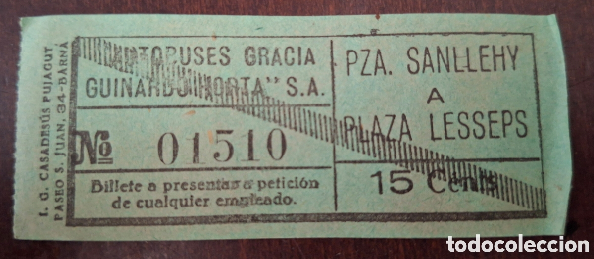 Coleccionismo Billetes de transporte: Billete autobuses Gracia capicua