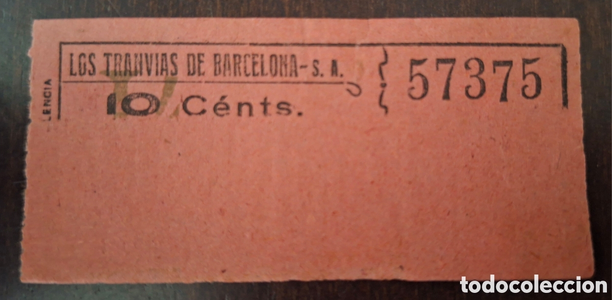 Coleccionismo Billetes de transporte: Billete tranvia de Barcelona con error de impresi&oacute;n Capicua