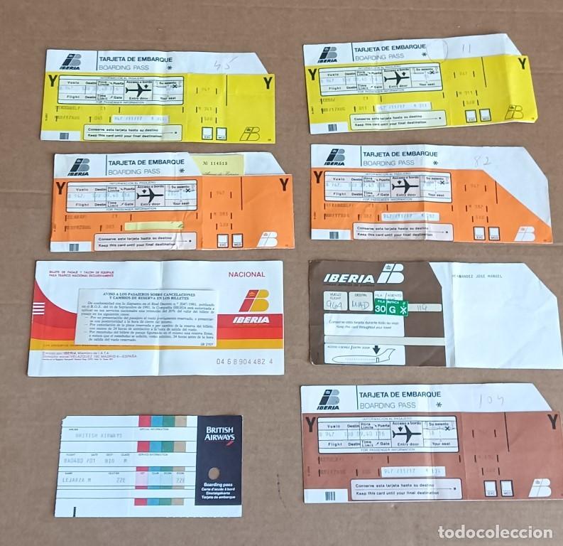 Coleccionismo Billetes de transporte: 6 tarjetas de embarque de avi&oacute;n - Solo 1 de los sobres tiene billete