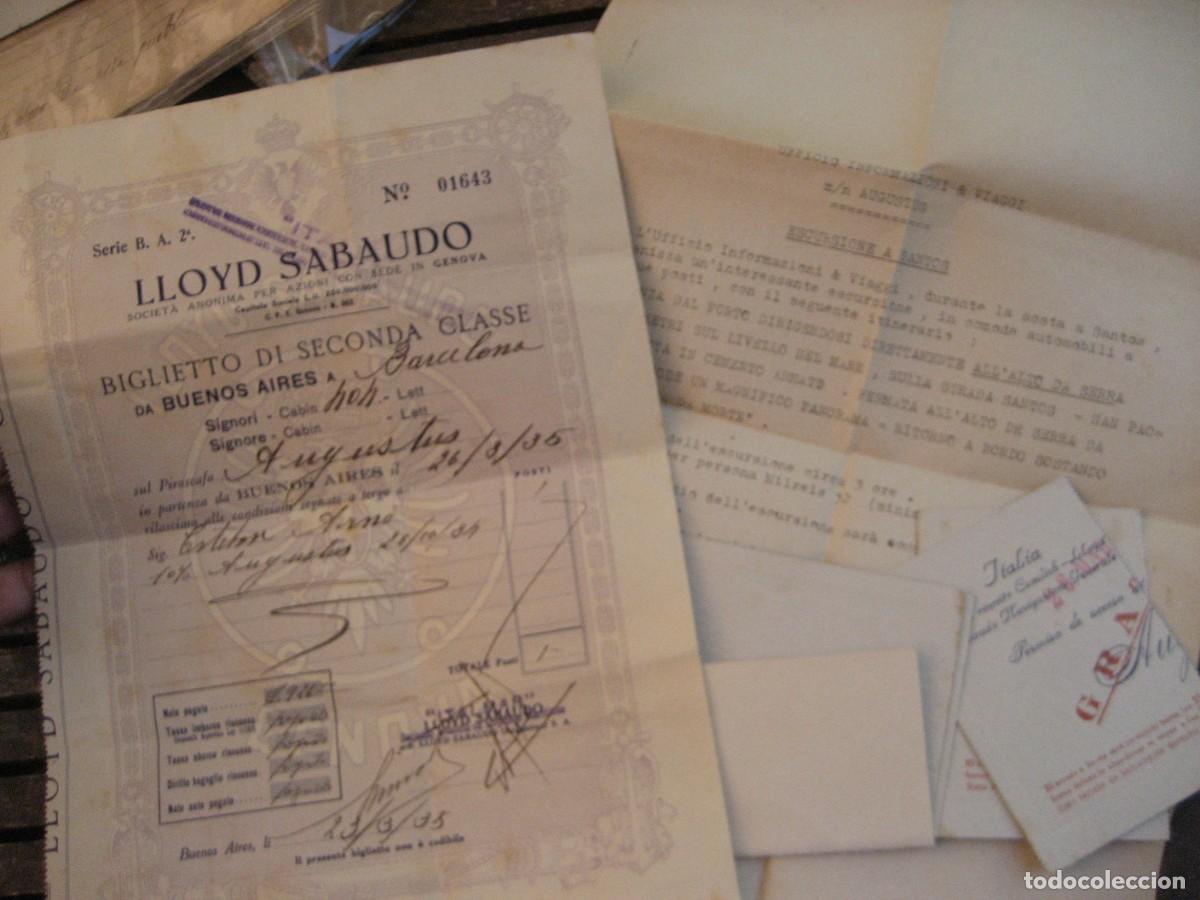 Coleccionismo Billetes de transporte: Billete factura de barco viaje de Buenos aires a Barcelona 1935 Lloyd sabaudo compa&ntilde;ia naviera