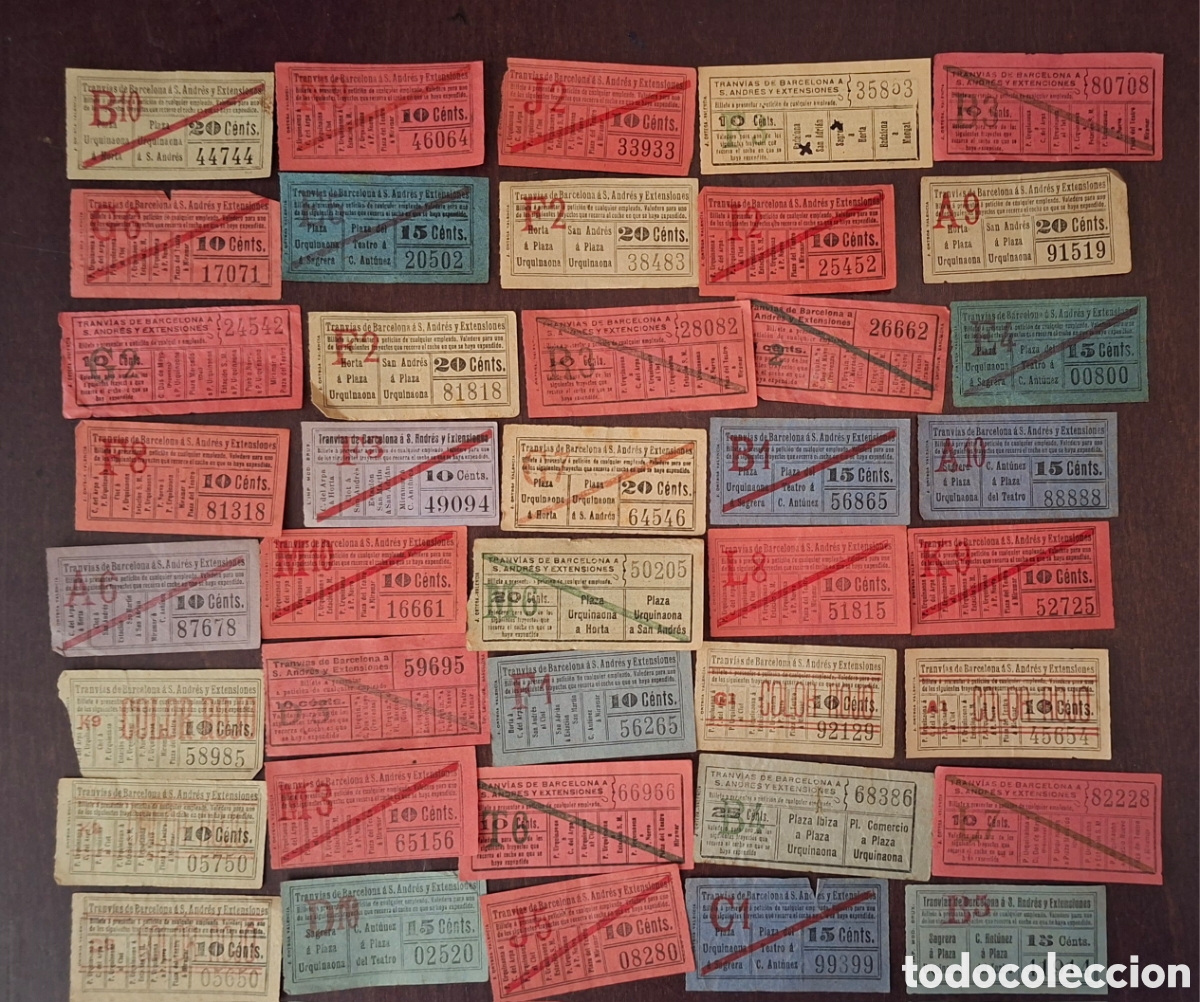 Collectables Transport Tickets: 40 billetes Tranvias de Barcelona S Andr&eacute;s y Extensiones Capicuas
