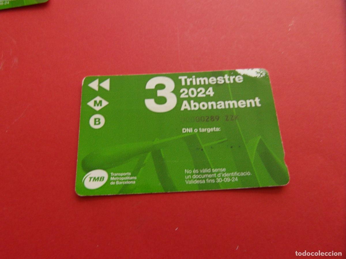 Collezionismo Biglietti di trasporto: REF: COL_LBE01 - TARJETA 1 PASE TRIMESTRE 3 BARCELONA A&Ntilde;O 2024 -