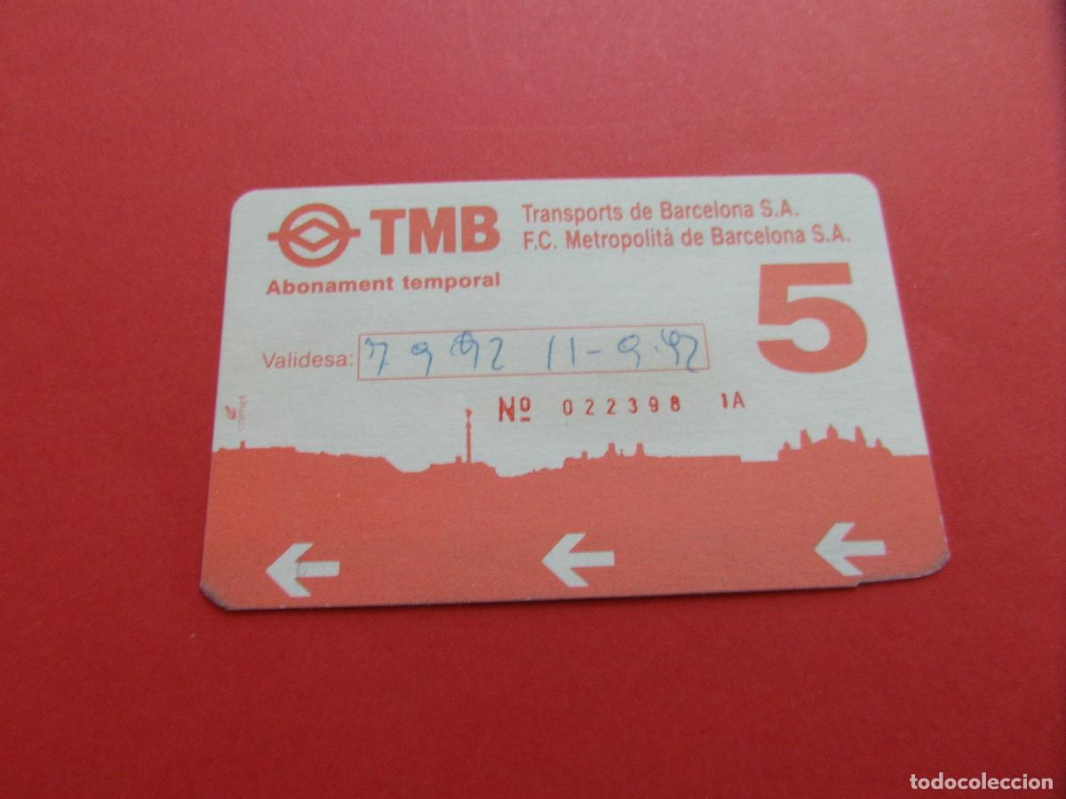 Coleccionismo Billetes de transporte: REF: COL_LBE01 - TARJETA 1 ABONO TEMPORAL 5 DIA BARCELONA - A&Ntilde;O 1992