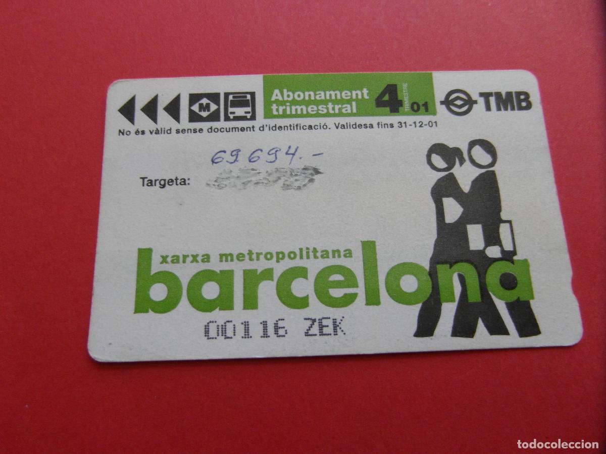 Coleccionismo Billetes de transporte: REF: COL_LBE01 - TARJETA PASE ABONO TRIMESTRE 4 A&Ntilde;O 2001 BARCELONA - SERIE ZEK