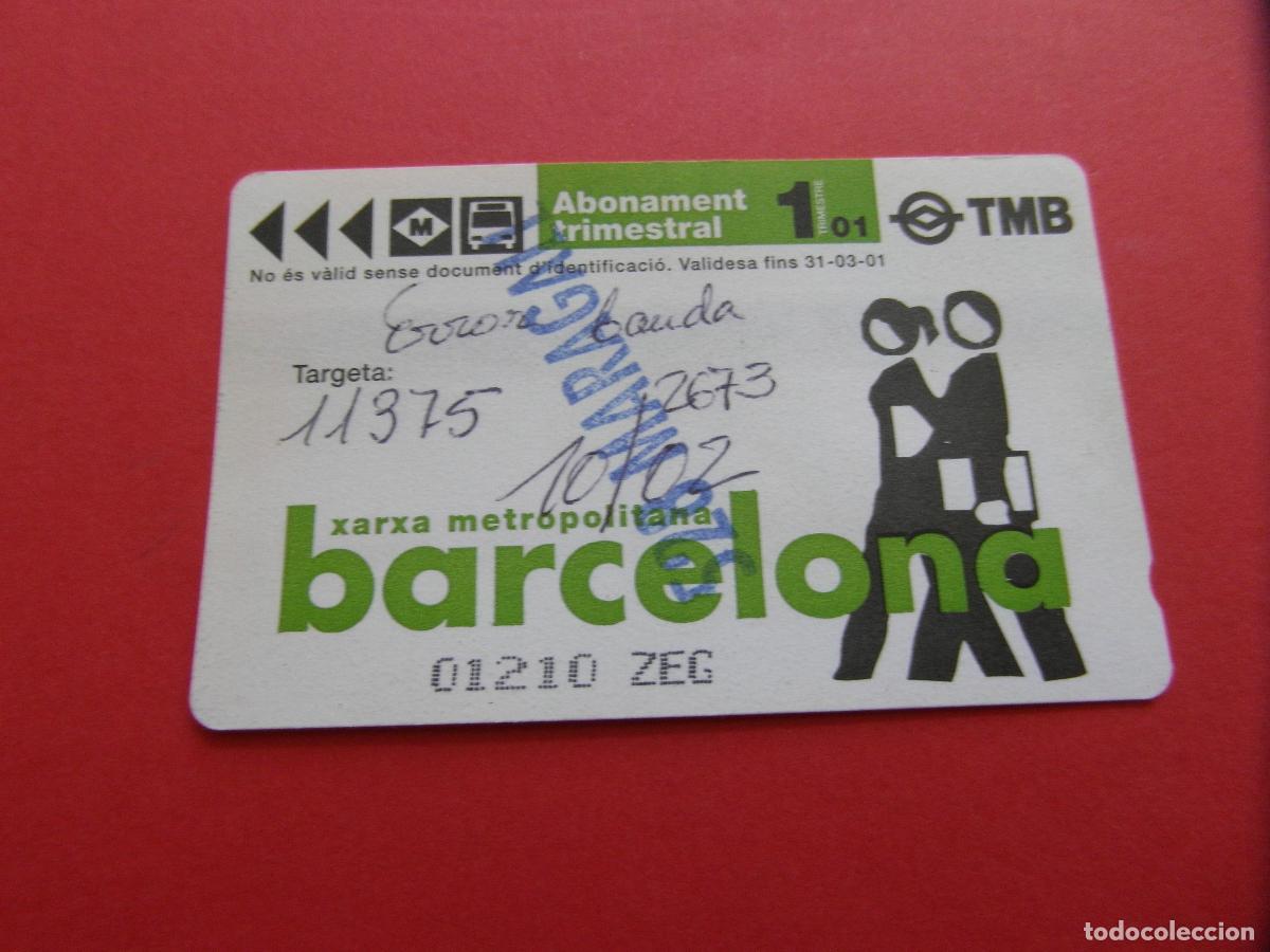 Coleccionismo Billetes de transporte: REF: COL_LBE01 - TARJETA PASE ABONO TRIMESTRE 1 A&Ntilde;O 2001 BARCELONA - SERIE ZEG