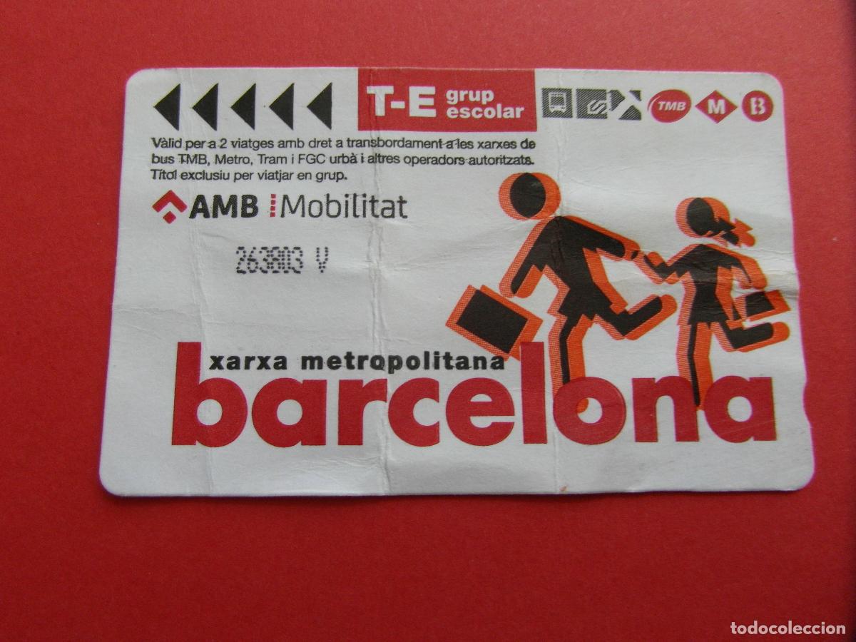 Collectables Transport Tickets: REF: COL_LBE01 - TARJETA T-E ESCOLAR GRUP BARCELONA - SERIE V - TRES LINEAS TEXTO