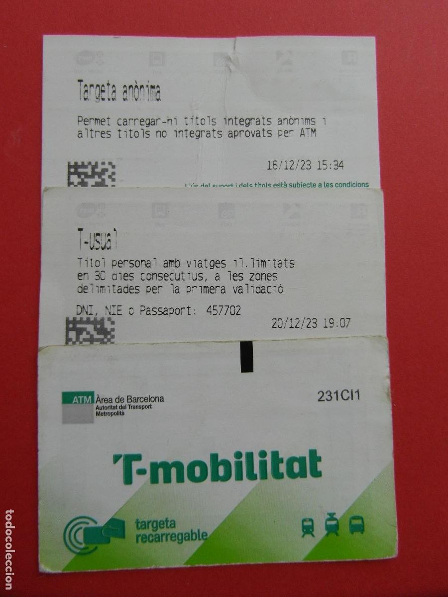 Coleccionismo Billetes de transporte: REF: COL_LBE01 - TARJETA T-MOBILITAT - 2 UNIDADES - ANONIMA Y USUAL 2023 - 231CI1