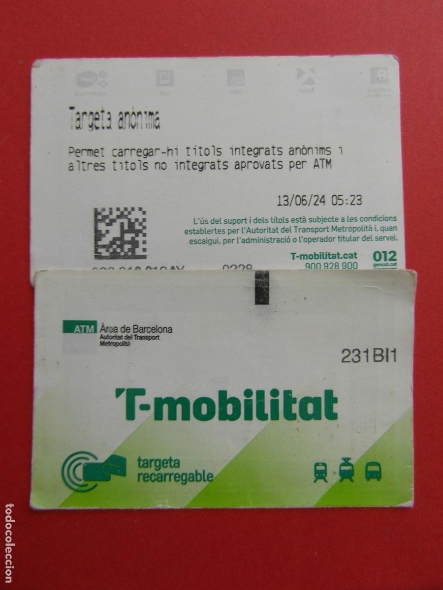 Coleccionismo Billetes de transporte: REF: COL_LBE01 - TARJETA T-MOBILITAT - 1 UNIDADES - ANONIMA 2024 - 231BI1