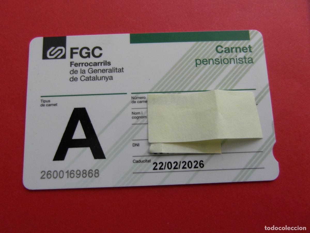 Coleccionismo Billetes de transporte: REF: COL_LBE01 - TARJETA PLASTICO PASE PENSIONISTA FGC FERROCARRILES GENERALITAT A GRANDE 2026