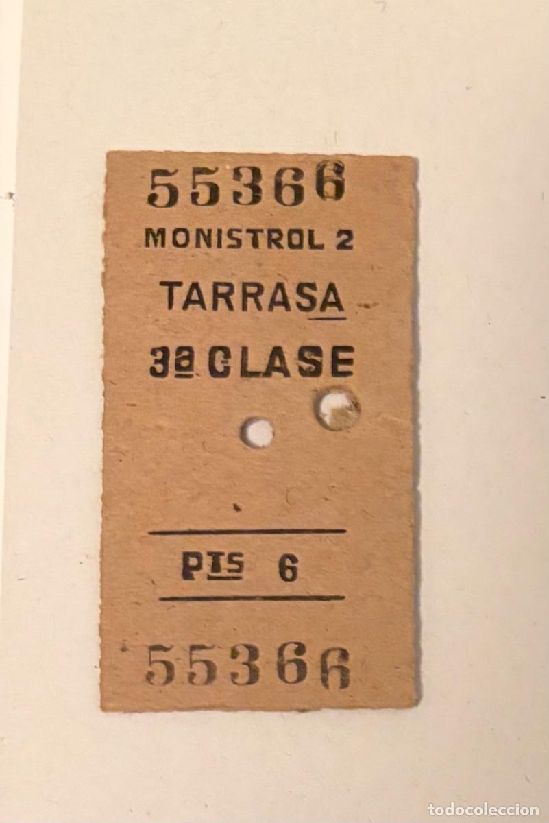 Coleccionismo Billetes de transporte: ANTIGUO BILLETE FERROCARRIL MONISTROL - TARRASA 3a Clase