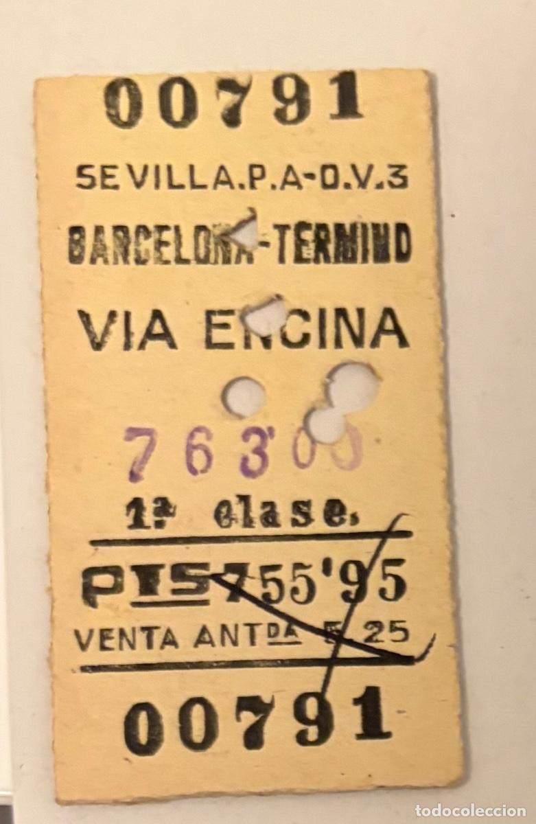 Coleccionismo Billetes de transporte: ANTIGUO BILLETE FERROCARRIL SEVILLA - BARCELONA TERMINO 1a Clase