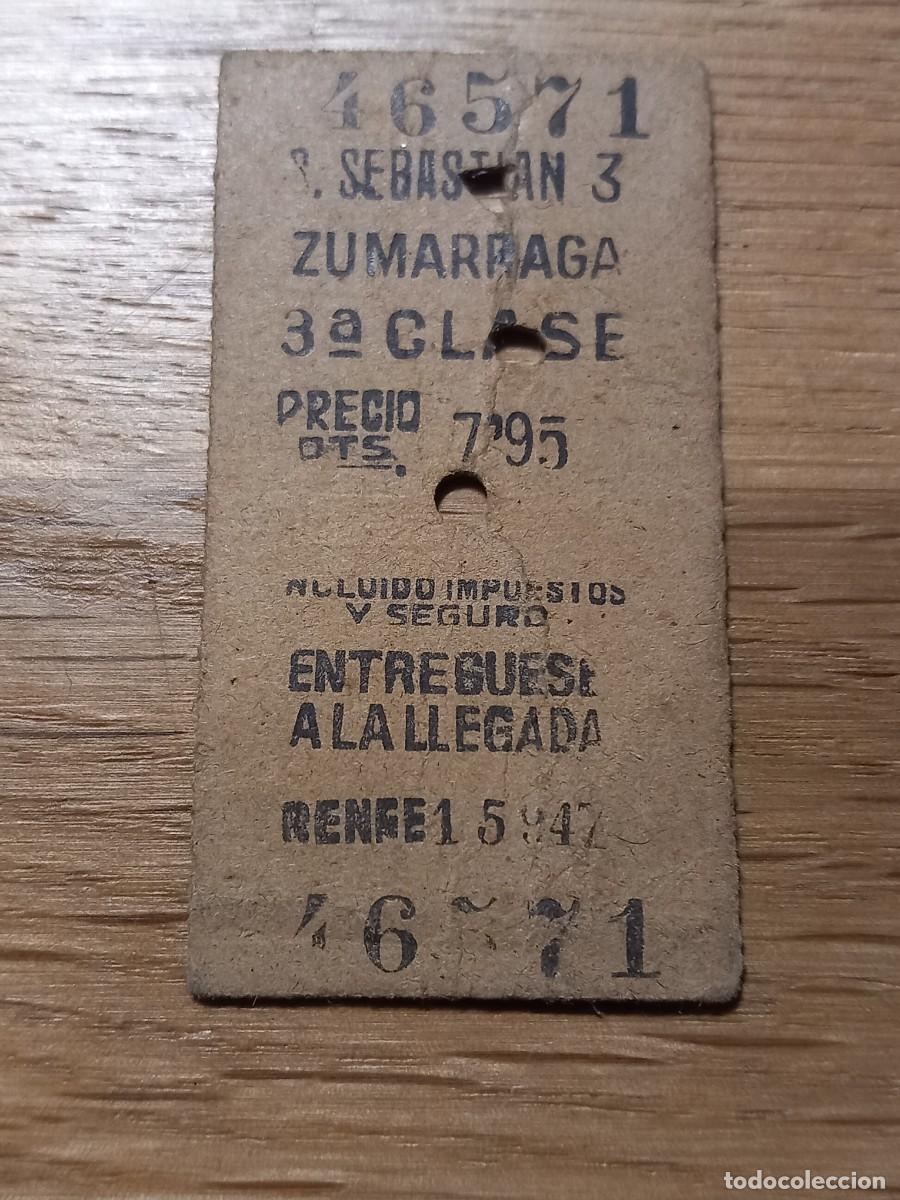 Coleccionismo Billetes de transporte: Billete tren renfe San Sebasti&aacute;n zumarraga