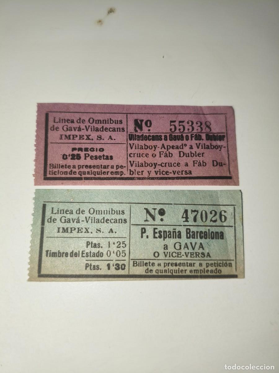 Coleccionismo Billetes de transporte: 2 BILLETE DE TRANSPORTE LINEA DE OMNIBUS DE GAVA VILADECANS