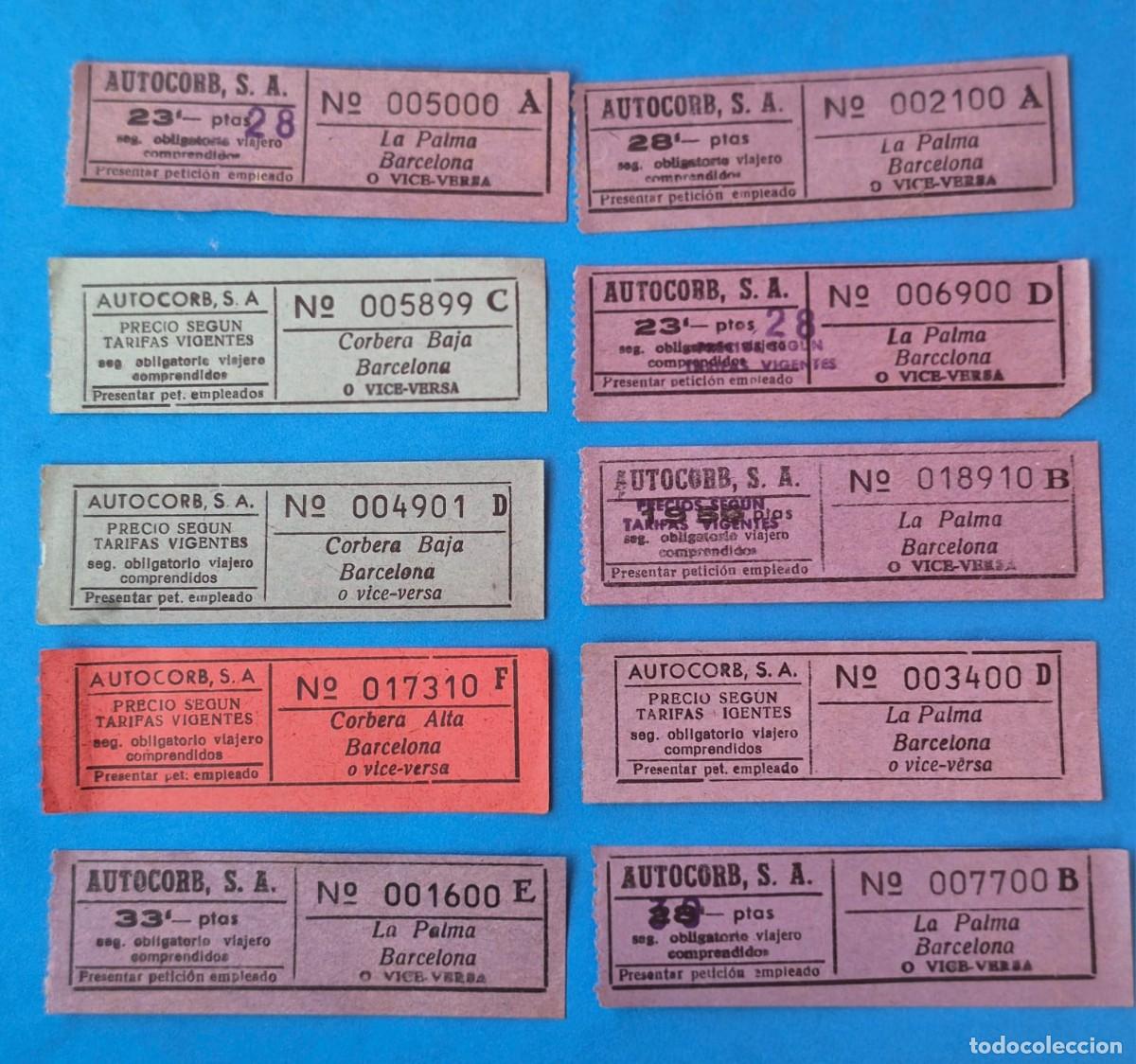Coleccionismo Billetes de transporte: billetes Transportes AUTOCORB S.A. &ndash; CORBERA DEL LLOBREGAT &ndash; BARCELONA o viceversa &ndash;lote 10 billetes