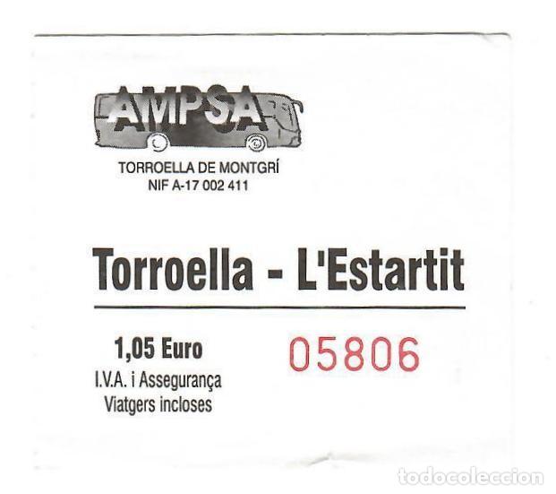 Coleccionismo billetes de transporte: AMPSA. Billete de autob&uacute;s de Torroella de Montgr&iacute; a L'Estartit (Costa Brava, Catalunya).