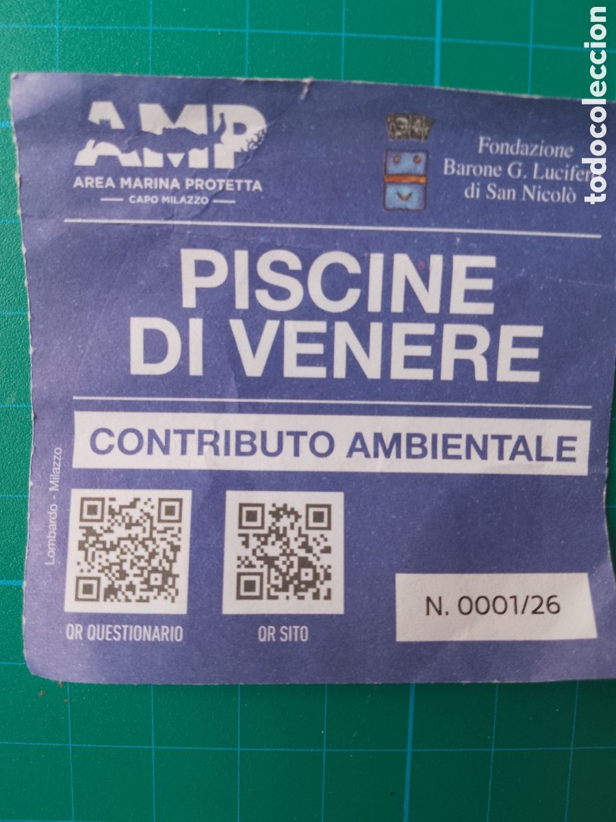 Coleccionismo billetes de transporte: TICKET . PISCINE DI VENERE . CAPO MILAZO . CONTRIBUTO AMBIENTALE
