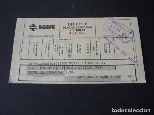 Coleccionismo billetes de transporte: BILLETE DE TREN PAMPLONA A MADRID 1979